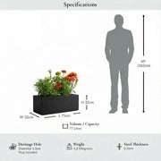 75cm Zinc Galvanised Matte Black Trough Planter